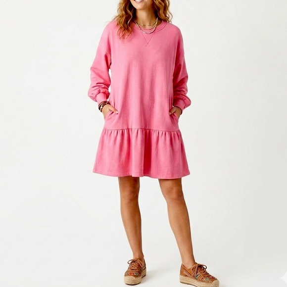 Smash + Tess Dresses & Skirts - SMASH+TESS Pink Jillian Harris Essential Mini Sweatshirt Loungewear Tiered Dress
